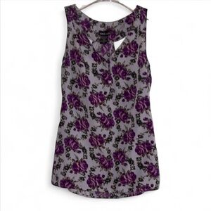 Wet Seal Purple and Black Fitted Tank Top XS‎ Y2K